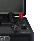 Lenco TT-115BK - Tocadiscos Bluetooth, Altavoces Integrados, Estuche Giradiscos Portátil Compacto, USB, AUX, Adaptador 45RPM, Negro