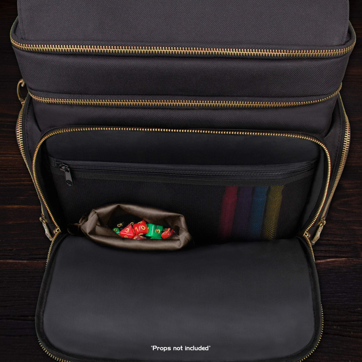 ENHANCE - Bolsa de Viaje RPG para Juegos de Mesa con Mazmorras y Dragones y Figuras, Bolsa de Transporte Acolchada con múltiples Compartimentos para Libros (4 a 8) y Bolsillo para Dados y fichas