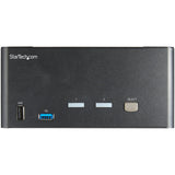 StarTech.com Switch Conmutador KVM de 2 Puertos DisplayPort 4K para 3 Monitores - Vídeo de 4K y 60Hz Ultra HD HDR - Hub Ladrón USB 3.0 de 2 Puertos y 4 Puertos USB 2.0 Audio HotKey TAA (SV231TDPU34K)