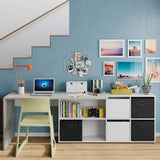 Habitdesign Escritorio Multiposición Reversible, Mesa Estudio, Mesa PC, Modelo Adapta XL, Acabado en Blanco Artik y Gris Cemento, 74 x 136 x 139 cm
