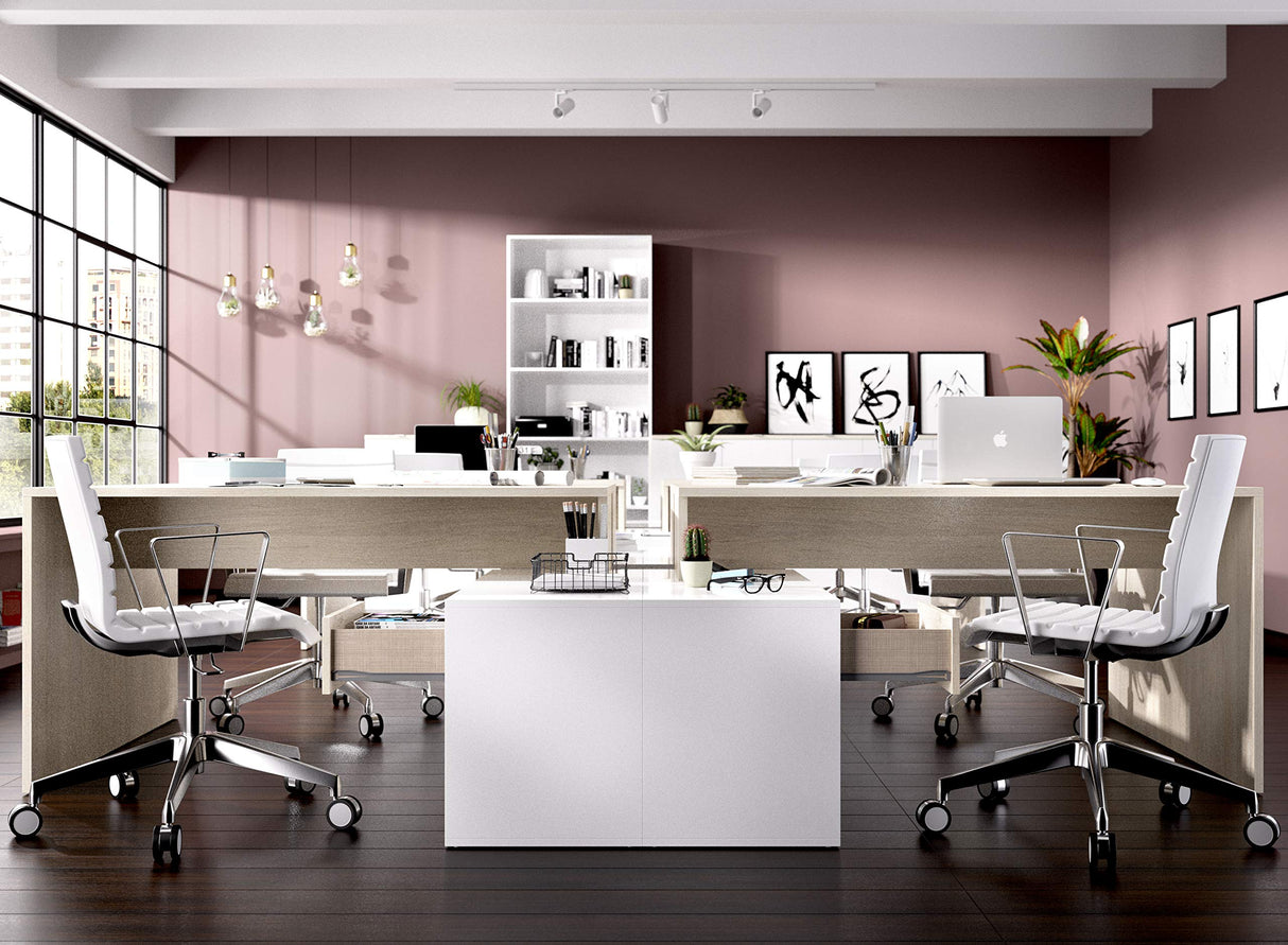 DEKIT GRUPO RIMOBEL ROX - MESA ESCRITORIO CON ALMACENAJE Y DOBLE MONTAJE - 139x75 cm - NATURAL / BLANCO