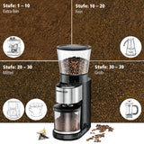 ROMMELSBACHER Molinillo de café EKM 500, mecanismo cónico, báscula de precisión, soporte para filtro, grado de molienda en 39 niveles, 5 teclas de función para uso individual y flexible