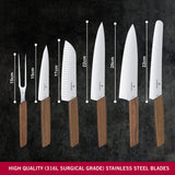Victorinox Swiss Modern Bloque de cuchillos profesionales con contenido, 6 piezas, incl. 6 cuchillos de chef con mango de madera, negro
