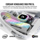 Corsair Memoria de escritorio VENGEANCE RGB PRO SL de 16 GB (2 x 8 GB) DDR4 3600 (PC4-28800) C18 de 1,35 V, blanco y negro
