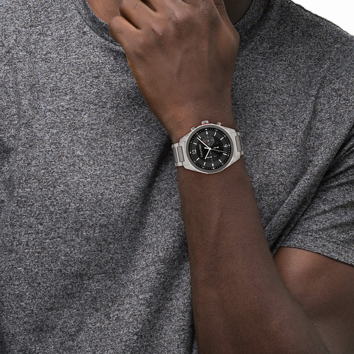Calvin Klein Reloj Cronógrafo de Cuarzo para Hombre Colección CK Force con Correa de Acero Inoxidable Gris - 25200267