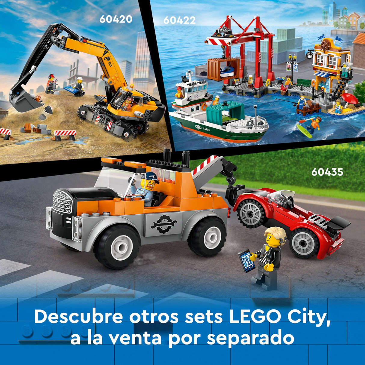 LEGO City Grúa de Obra Móvil Amarilla de Juguete de Construcción, Regalo para Niños y Niñas de 9 Años o Más, Juego Creativo con Vehículos, 4 Minifiguras de Obreros para el Juego de rol 60409