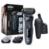 Braun Series 6 60-N7650cc Afeitadora Eléctrica Hombre de Lámina para Barba, con Centro de Limpieza SmartCare, Recortadora Barba, Depiladora Corporal, Uso en Seco y Mojado, Recargable, Inalámbrica,Gris