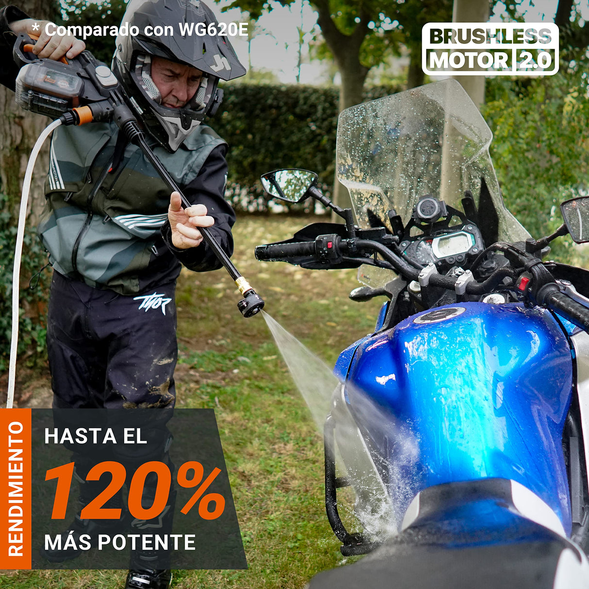 WORX Nitro Hidrolimpiadora a batería Hydroshot 20V MÁX | PowerShare | Limpieza de terrazas y Lavado de Coches | máx. 56 Bares | 220L/H | Incluye batería de 4,0Ah y Cargador | WG633E