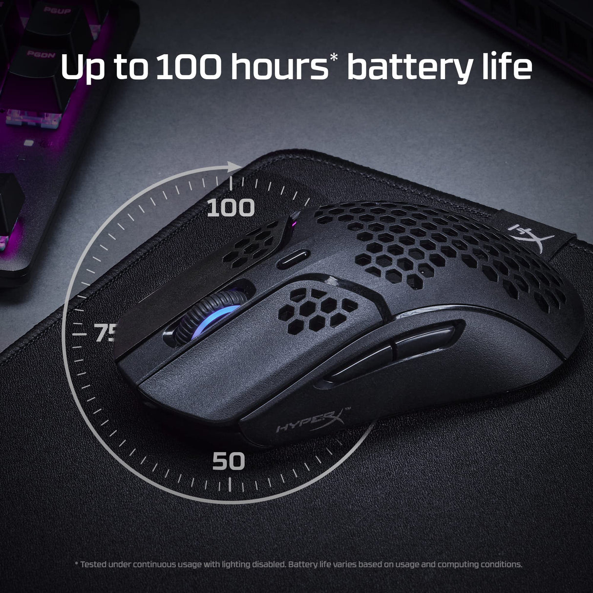 HyperX Pulsefire Haste - Ratón inalámbrico para juegos - Ultraligero, 62g, 100 horas de duración de la batería, 2,4 GHz inalámbrico, carcasa de panel de abejas, diseño hexagonal - Blanco/Rosa