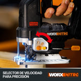 WORX Sierra de calar 20V | Power Share| WX542 Potente motor sin escobillas |1 batería de 2Ah, cargador y maletín | 3 posiciones, penduleo y tubo de aspiración