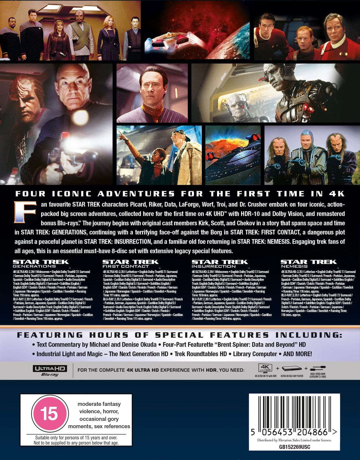 Star Trek: The Next Generation Movie Boxset 4K UHD [Blu-ray] [2023] [Region A & B & C]