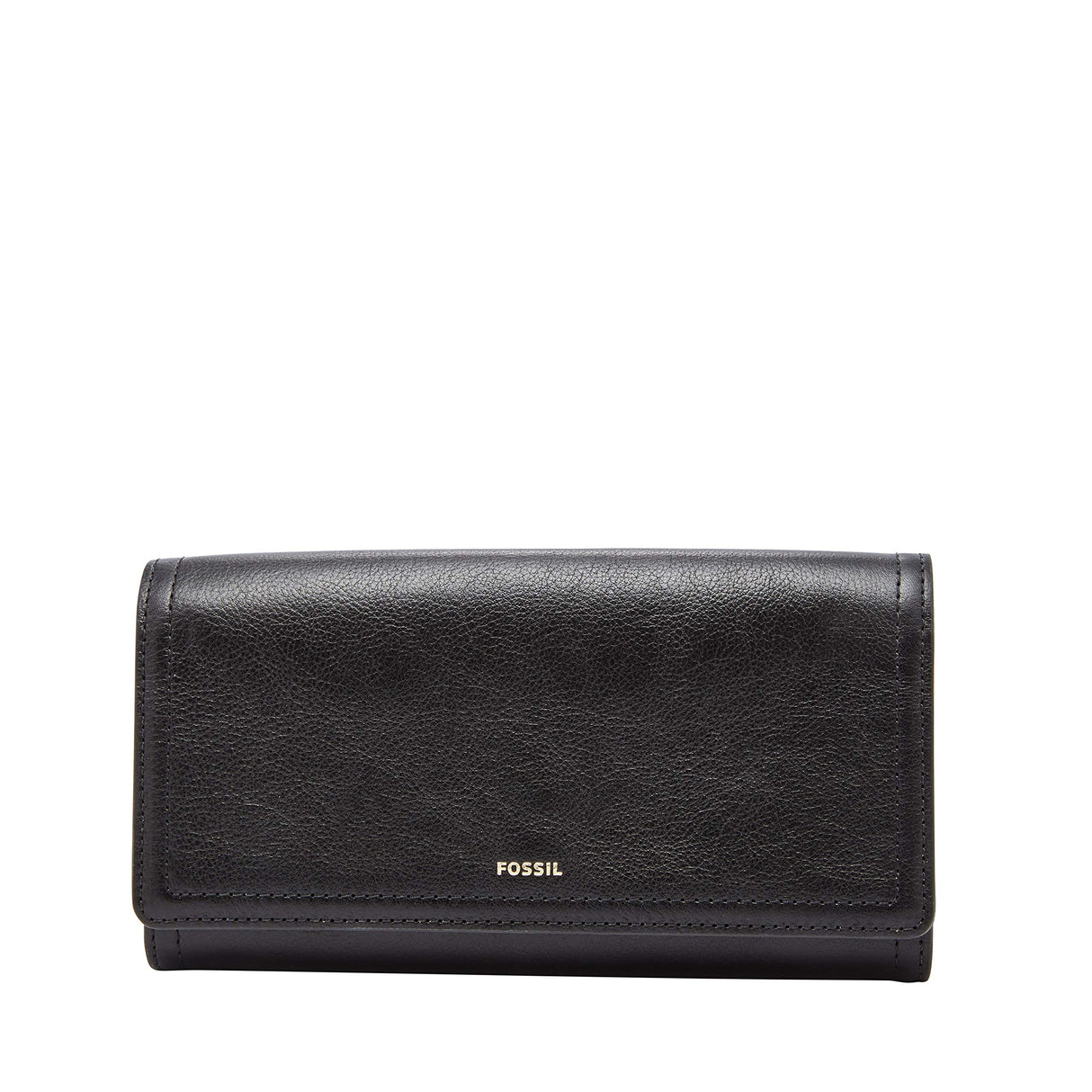 Fossil Billetero para mujer Logan, Bolso con solapa de piel y poliuretano negro 19,4 cm largo x 2,5 cm ancho x 10,2 cm alto SL7833001
