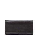 Fossil Billetero para mujer Logan, Bolso con solapa de piel y poliuretano negro 19,4 cm largo x 2,5 cm ancho x 10,2 cm alto SL7833001