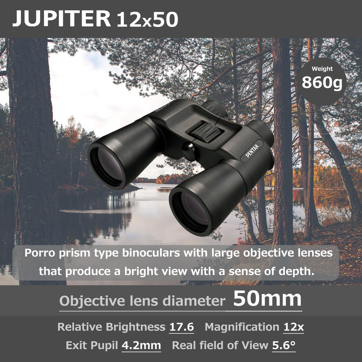 Pentax Prismático Jupiter 12X50, Negro