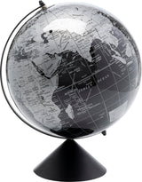 Kare Design Deko Object Globe Top, negro, gris, globo, estructura de acero inoxidable, hecha a mano, diámetro 30 cm, 40 x 30 x 30 cm (alto x ancho x profundidad)