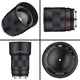 Samyang SA3504 - Tele-Objetivo Medio CSC 85mm F1.8 para Sensor APS-C Sony E, Negro