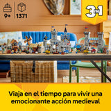 LEGO Creator 3 en 1 Castillo Medieval de los Caballeros del Corcel de Juguete - Transformable en Torneo de Justas o Aldea - 6 Minifiguras y Caballos - Regalo para Niños y Niñas de 9+ Años - 31168