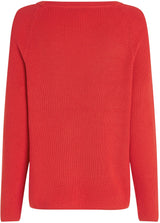 Tommy Hilfiger Jersey Mujer Cardi Fine con Cuello Barco, Rojo (Primary Red), M
