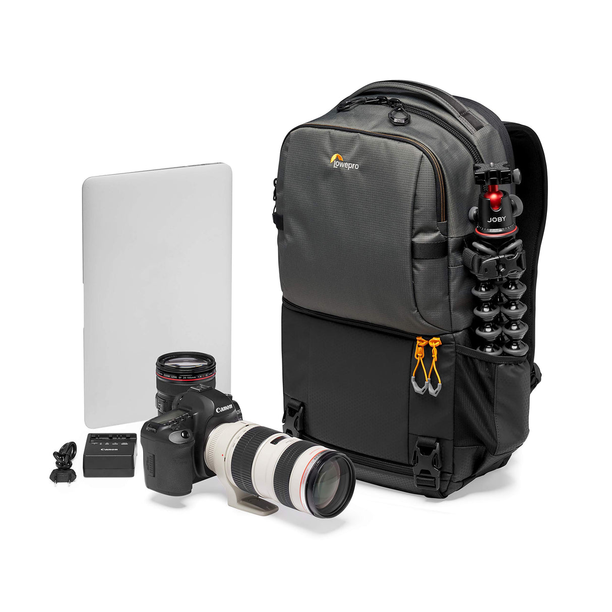 Lowepro Fastpack BP 250 AW III - Mochila para Cámara Refelx DSLR Sin Espejo, con Acceso QuickDoor, Compartimento Para Portátil de 13”, Para Cámaras Nikon D850, 300D Ripstop, Color Gris