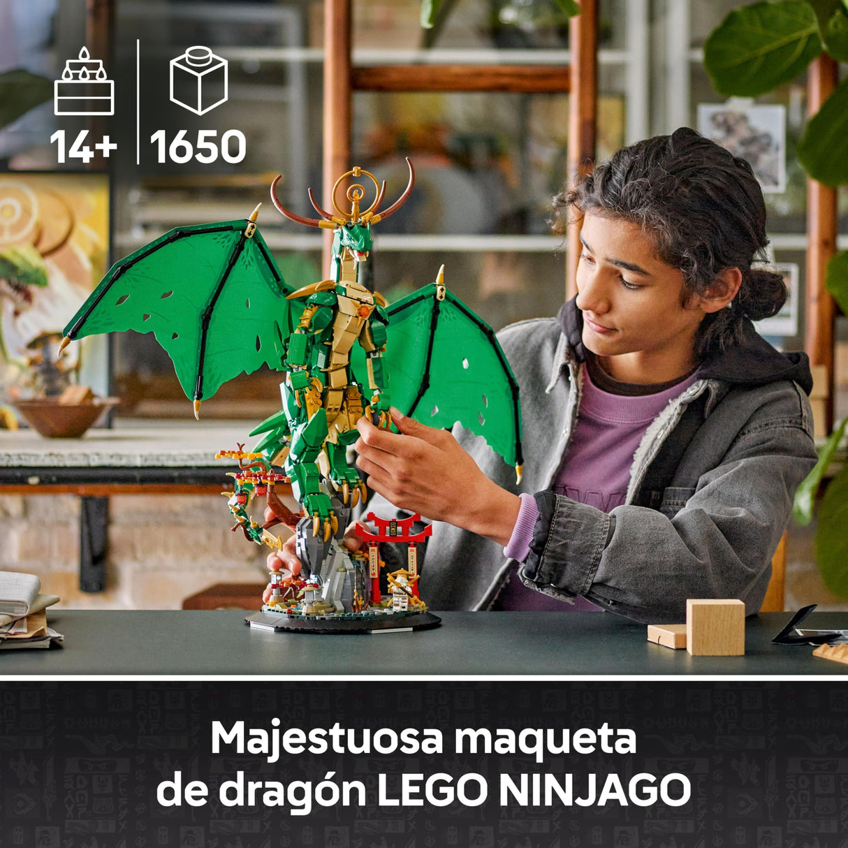 LEGO Ninjago Dragón Guardián - Kit de Maquetas - Figura Articulada de Dragón, Minifigura del Maestro Wu y Base de Exposición con Efecto de Roca - Regalo para Chicos de 14+ Años y Adolescentes 71847