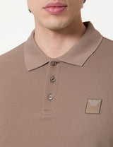 EMPORIO ARMANI Satin Label Polo Beachwear Camiseta, Nogal, XL para Hombre