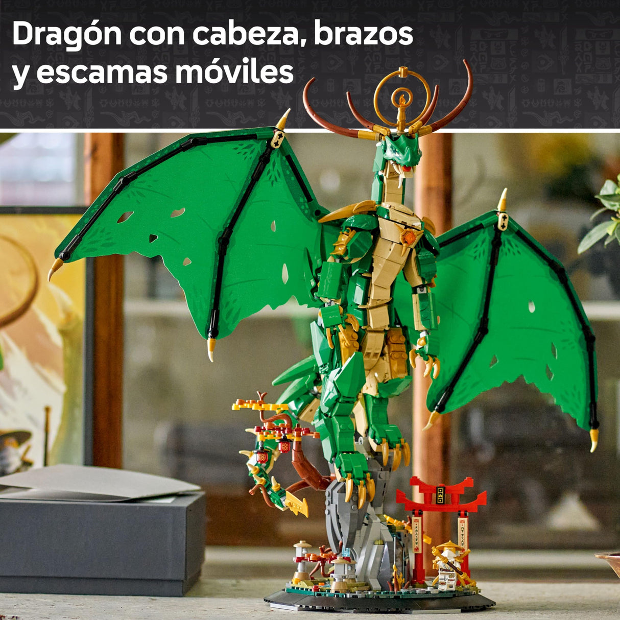LEGO Ninjago Dragón Guardián - Kit de Maquetas - Figura Articulada de Dragón, Minifigura del Maestro Wu y Base de Exposición con Efecto de Roca - Regalo para Chicos de 14+ Años y Adolescentes 71847