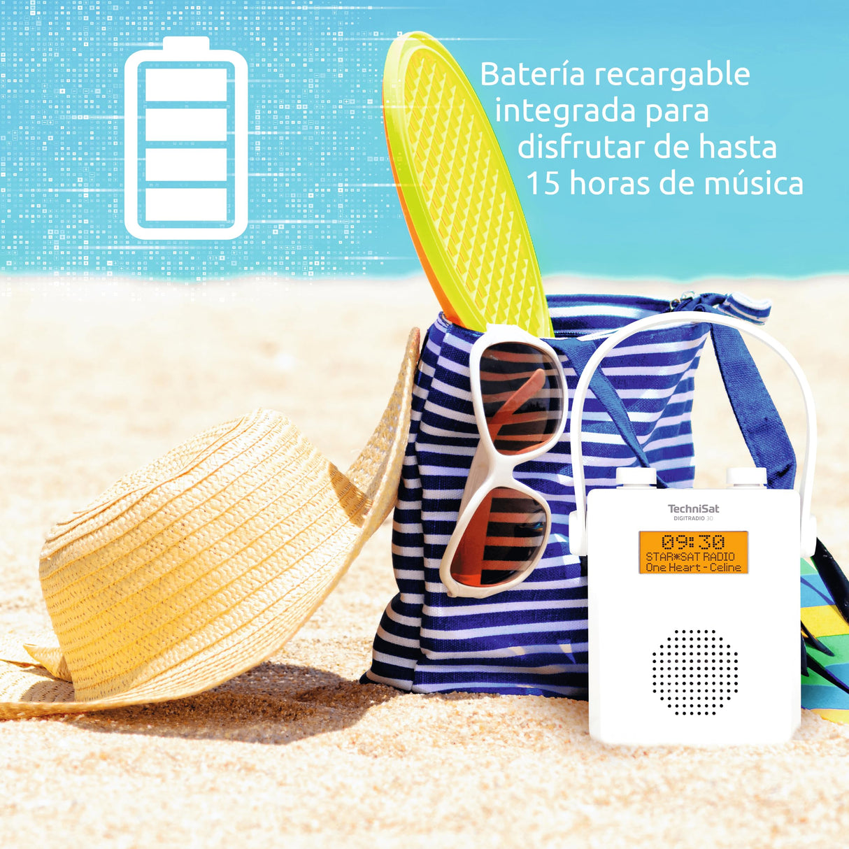 TechniSat DIGITRADIO 30 - Radio de Ducha Impermeable Dab+ (FM, Radio Digital Dab, batería integrada, Bluetooth, Resistente al Agua IPX5, Despertador, Memoria Favorita, Conector para Auriculares)