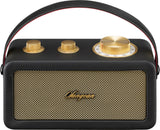 Sangean RA-101 Black Gold. Diseño Retro de Madera y Piel sintética. Bluetooth 5.0. Autonomía 19 Horas con una Carga Completa. AUX-in para Fuentes de Audio externas.