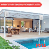 Pyle Sistema de par de Altavoces, Activo, Pasivo, Resistentes a la Intemperie, Inalambricos, Sonido Estereo, Interiores, Exteriores, AUX, Bluetooth, Blanco