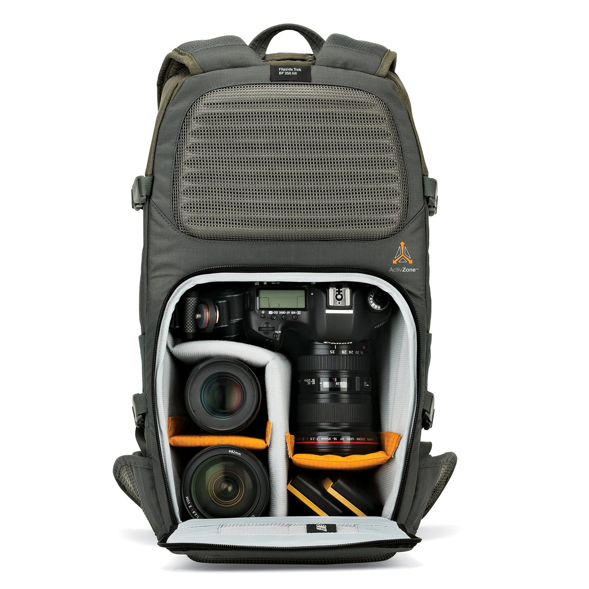 Lowepro Flipside 350 AW - Mochila para Cámara Fotográfica DSLR y varias Lentes, Bolsa para la Cámara, la Tablet, Accesorios de Fotografía, Trípode - Color Gris
