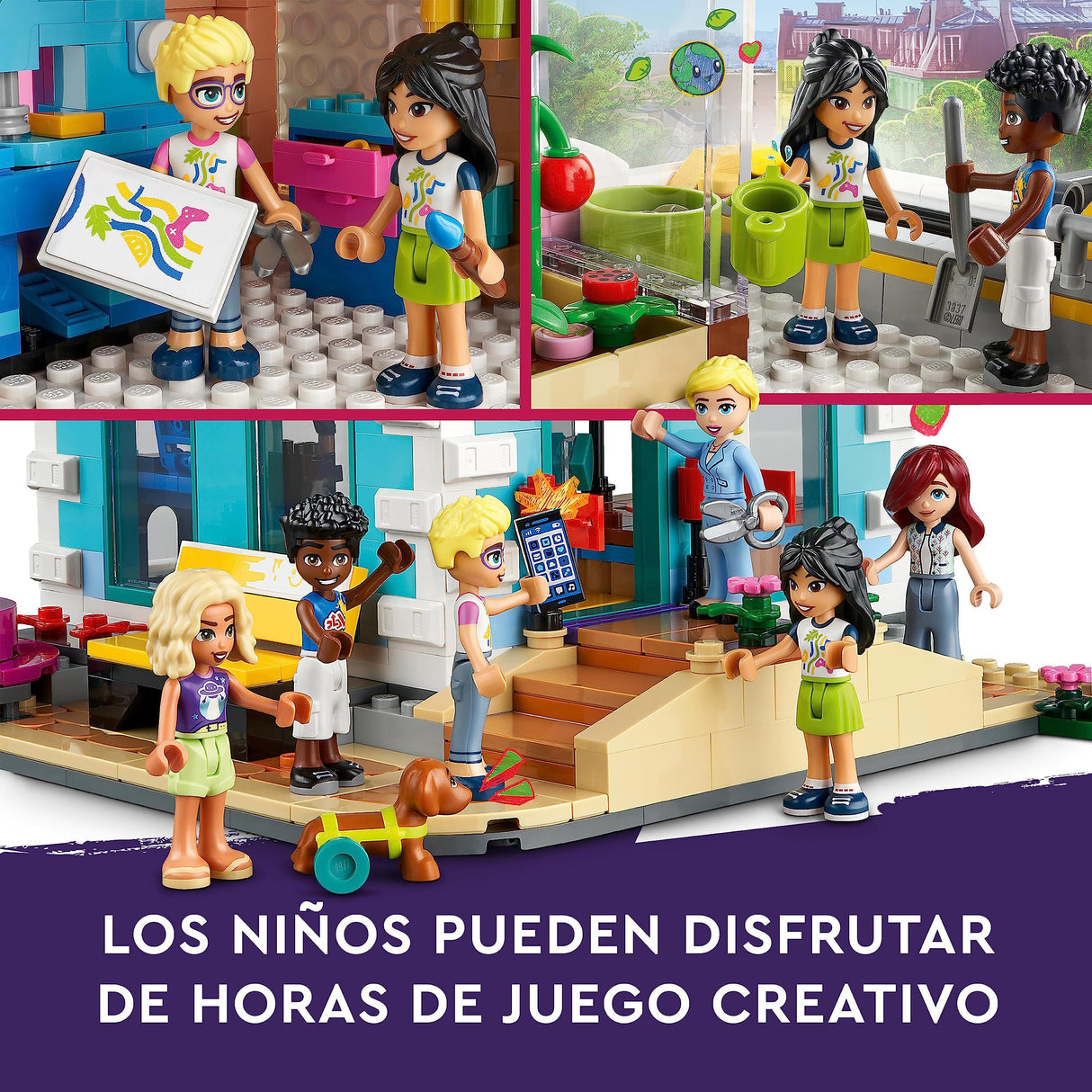 LEGO Friends Centro Comunitario de Heartlake City de Juguete - Set Modular con 5 Plantas, 6 Mini Muñecos, Figura de Perro y Accesorios Creativos - Regalo de Cumpleaños para Niñas de 9+ Años 41748
