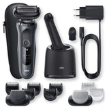 Braun Series 6 60-N7650cc Afeitadora Eléctrica Hombre de Lámina para Barba, con Centro de Limpieza SmartCare, Recortadora Barba, Depiladora Corporal, Uso en Seco y Mojado, Recargable, Inalámbrica,Gris