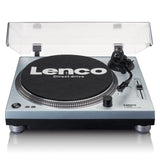 Lenco L-3809 Tocadiscos - Tocadiscos DJ con accionamiento Directo - USB - Preamplificador - 33 y 45 RPM - MMC - RCA - Line out - Azul metálico