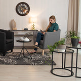Relaxdays Lámpara de Mesa, Set 2, Base Metálica y Pantalla Tela, E27, 50x25, Lamparita Noche, Dormitorio, Blanco/Dorado, 50% Hierro