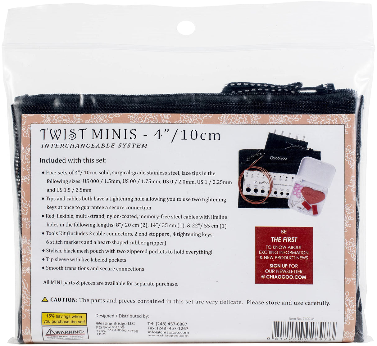 ChiaoGoo TWIST Lace inter. needle set 10cm 1.50-2.50mm - 1pc