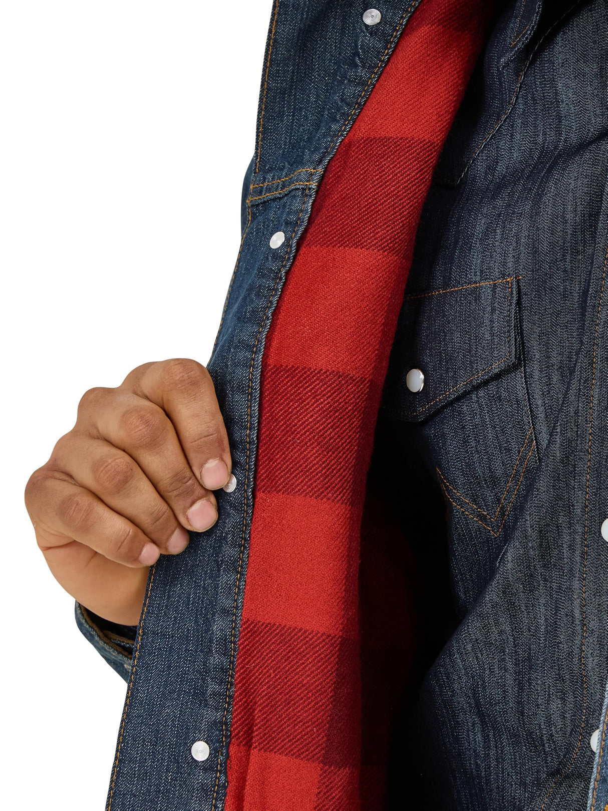 Wrangler Chaqueta vaquera con forro de estilo occidental para hombre, Denim/Blanket, XX-Large