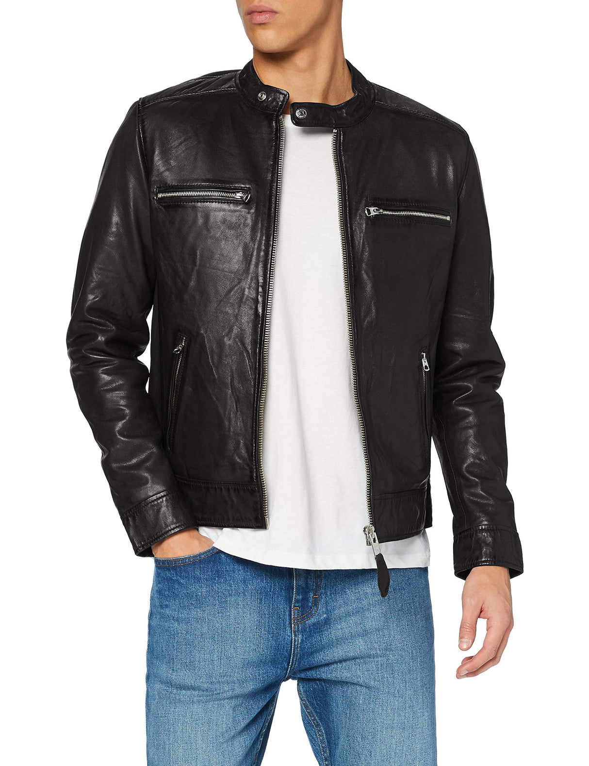 Schott NYC LCNEWPORT Chaqueta, Negro, M para Hombre