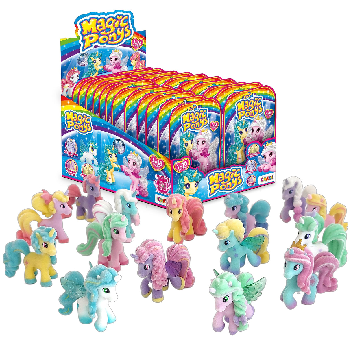 CRAZE Magic PONYS Caja Completa 24 Figuras de Ponys, Colección Completa de Juguetes de Ponis, con Efectos Especiales