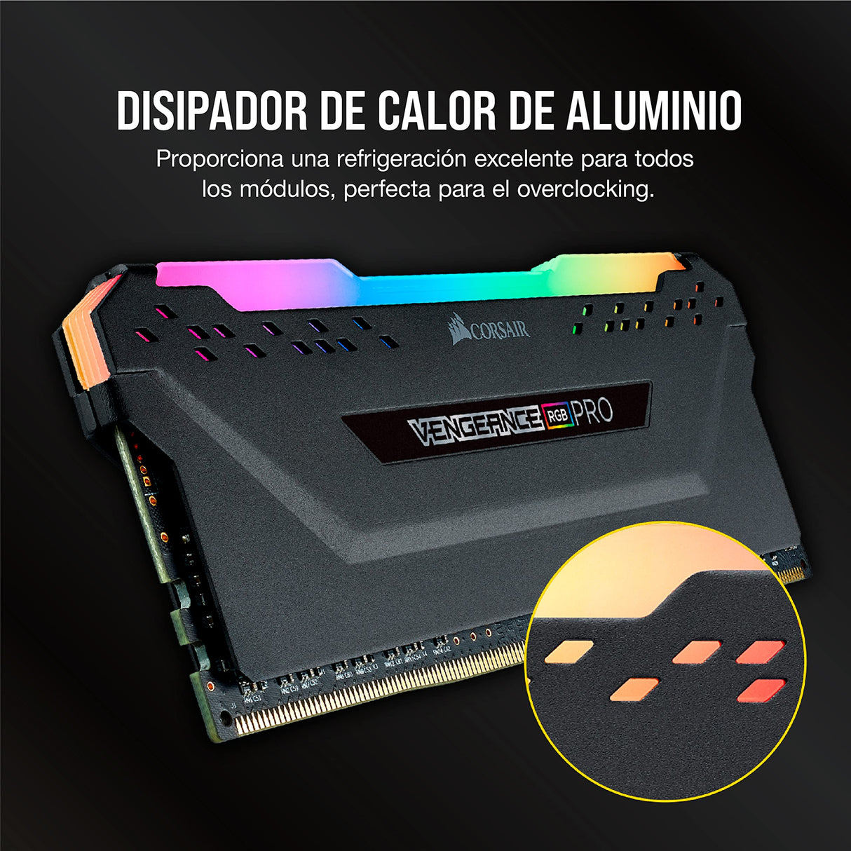 Corsair Vengeance RGB Pro 32 GB (2 x 16 GB) DDR4 3600 MHz C18, Kit de Memoria de Alto Rendimiento (AMD optimizado), Ordenador de escritorio, Negro
