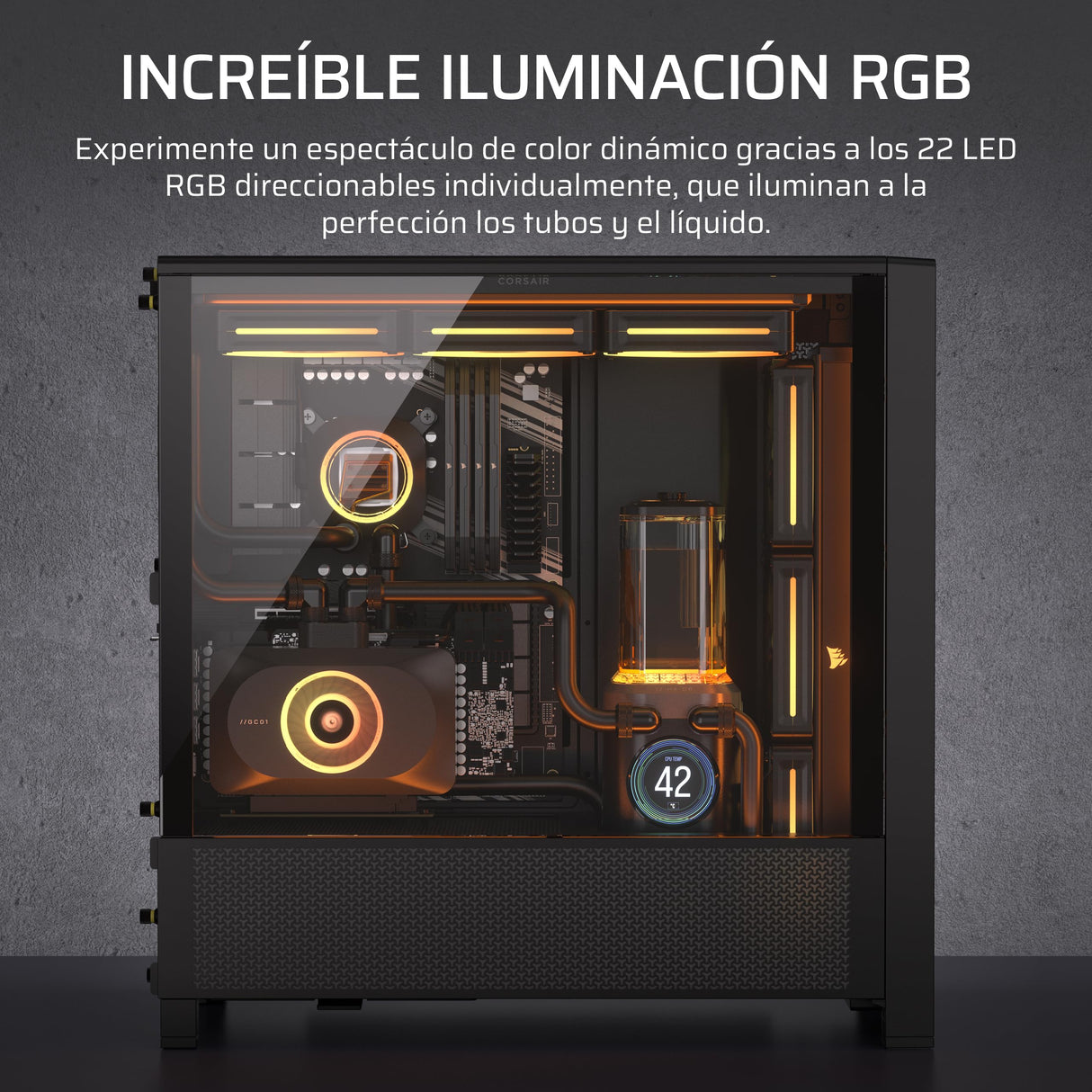 CORSAIR iCUE LINK XD6 RGB ELITE Unidad de Bomba/Depósito LCD – Bomba FlowDrive Max, Pantalla LCD IPS de 480x480, Sensor de Temperatura Integrado, 22 LED RGB Direccionables – Gris Sigilo
