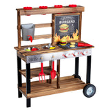 Theo Klein 2368 Beach Picnic, BBQ Country cocinita de Verano, Cocina de Madera con Parrilla y Plantas, con Accesorios, Juguete para niños Desde 3 años