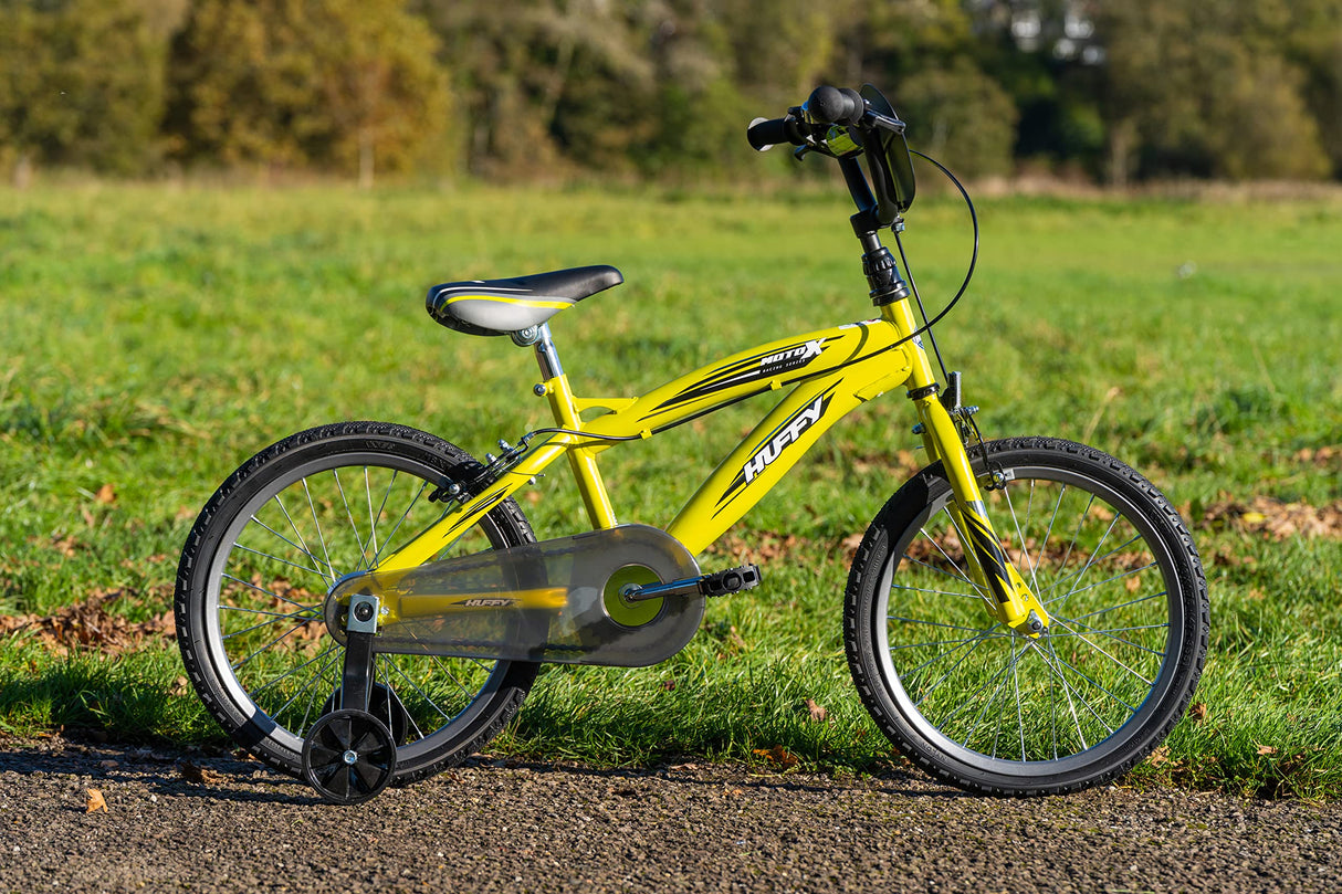 Huffy Moto X para niños, Unisex Juvenil, Amarillo, 18 "