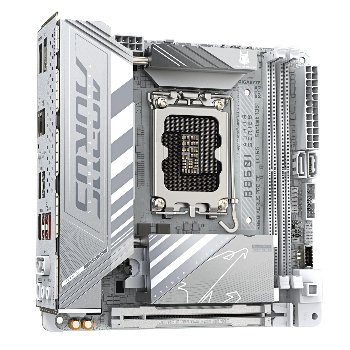 GIGABYTE B860I AORUS Pro Ice Placa Base - CPUs Intel Core Ultra, VRM de 8+1+2+1 Fases, hasta 9200MHz DDR5, 1xPCIe 5.0 + 1xPCIe 4.0 M.2, LAN 2,5 GbE, WiFi 7, Thunderbolt 4