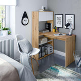 Habitdesign Mesa-Estantería Reversible de 3 Posiciones, Escritorio, Librería, Sistema de Almacenaje, Modelo Duo, Acabado en Color Roble Nodi y Blanco Artik