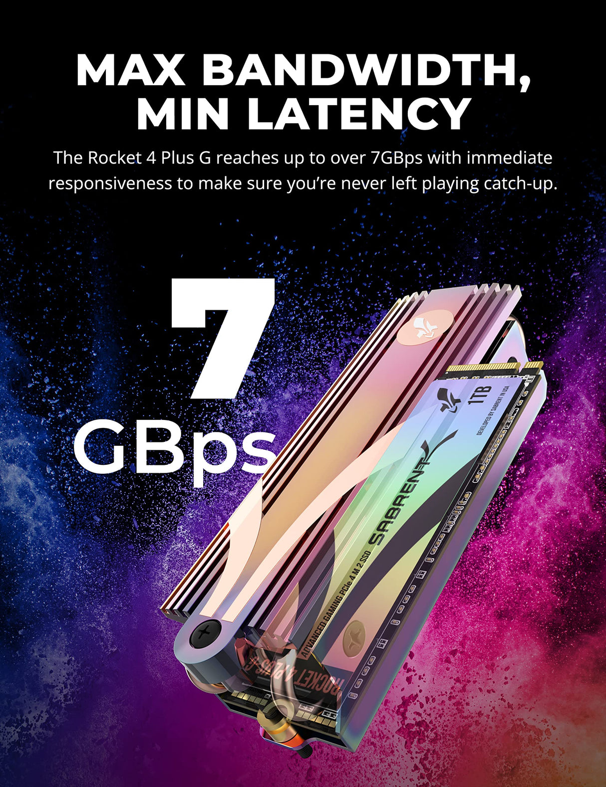 SABRENT PS5 SSD 1TB, PCIe 4.0 NVMe Gen4 M.2 2280, Velocidades 7,300/6,000 MB/s Seq Lectura/Escritura Rocket 4 Plus-G, 5 Años de Garantía (SB-RKTG-1TB)