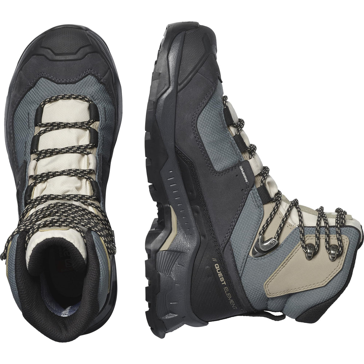 Salomon Quest Element Gore-Tex Botas de Senderismo de Piel para Mujer, Impermeable, Agarre Máximo, Zapatos Trekking, Ebony, 37 1/3