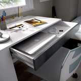 DEKIT GRUPO RIMOBEL TEO - Mesa escritorio con estante y cajón - BLANCO / GRAFITO - 74 x 115 x 50