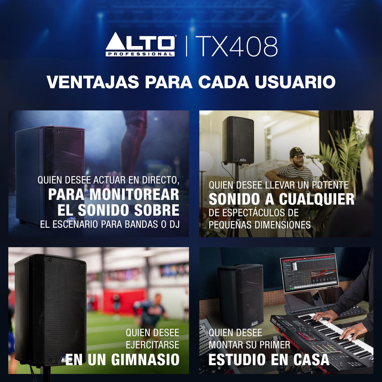ALTO TX408 Altavoz Autoamplificado 350W 8 Pulgadas con TWS por Bluetooth, Mesa de Mezclas de 2 Canales, para Actuaciones de DJ o de Bandas y Estudios de Ensayo