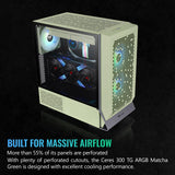 Thermaltake Ceres 300 Matcha Green Mid Tower E-ATX - Carcasa para computadora con Panel Lateral de Vidrio Templado; 2 Ventiladores CT140 ARGB preinstalados; Ranuras PCIe giratorias; CA-1Y2-00MEWN-00;