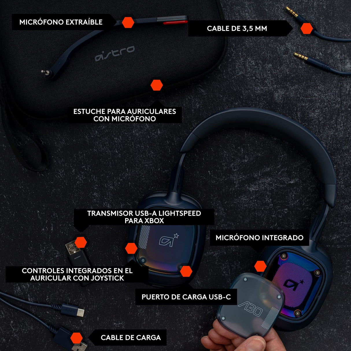 ASTRO Gaming Logitech G A30 LIGHTSPEED Auriculares inalámbricos para Bluetooth, Dolby Atmos, mic desmontable, batería 27h, carga USBC, para Xbox, PS5, PS4, NSW, PC, Android - Azul
